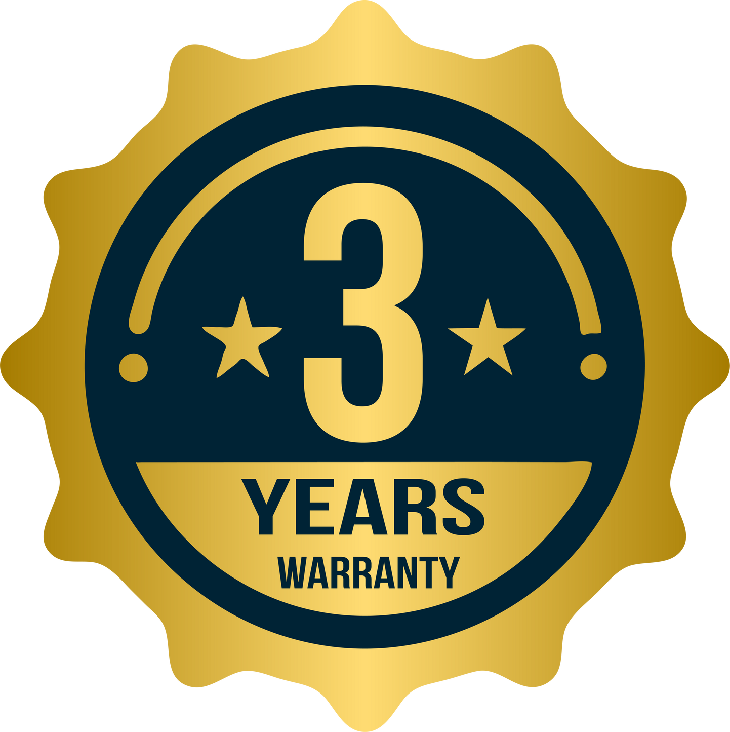 Golden 3 years warranty stamp