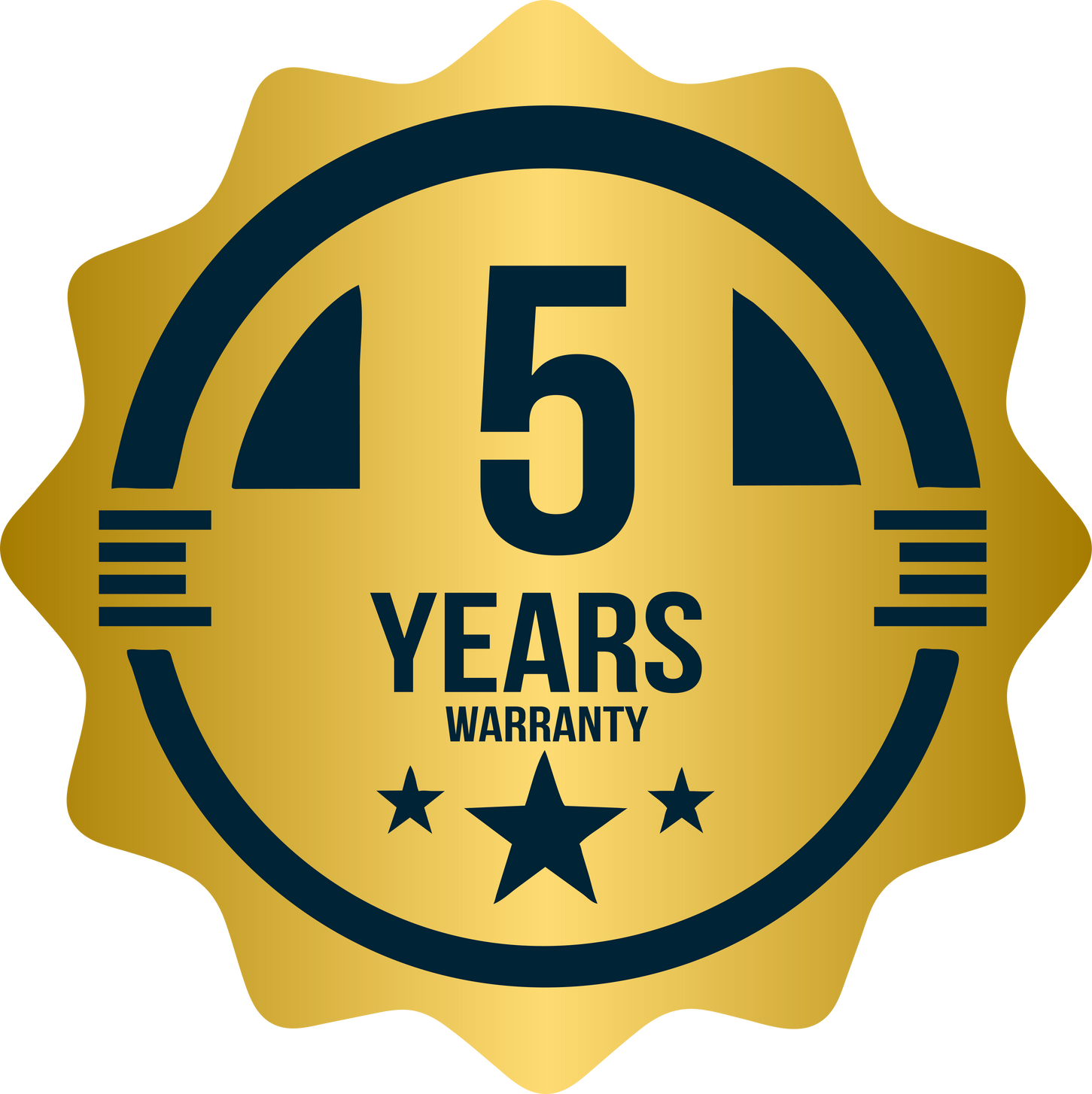 Golden 5 years warranty stamp