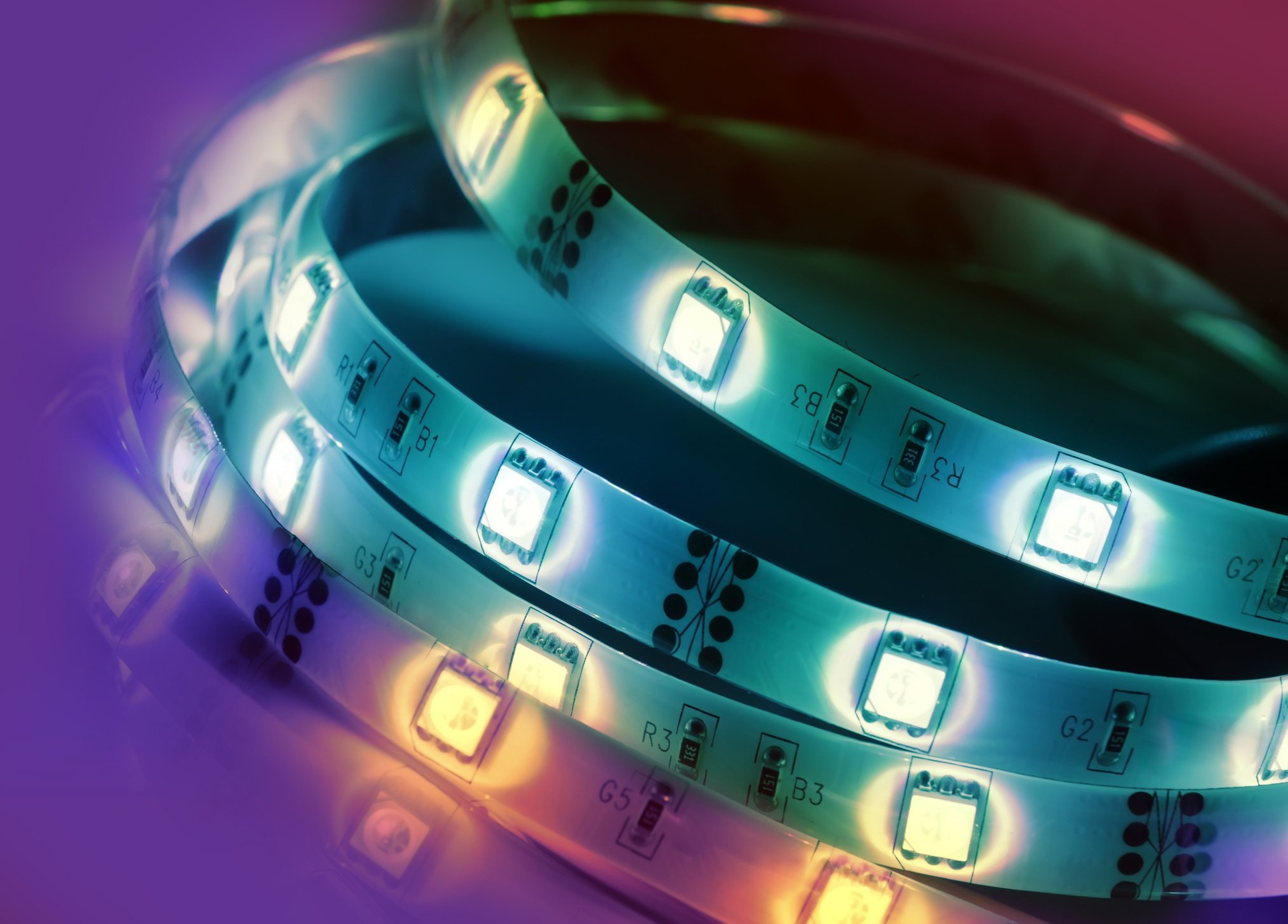 Led shining diode lights. Strip.