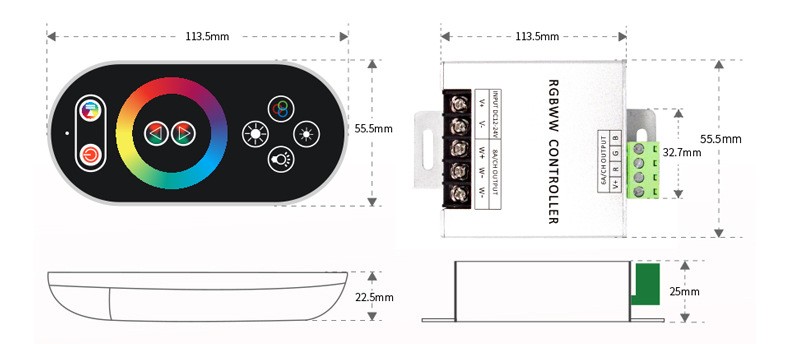 LED Full Touch 8-Key RGBW High-Power Controller